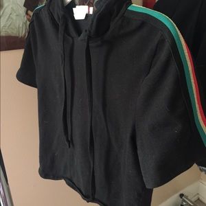 Black Crop Top Hoodie